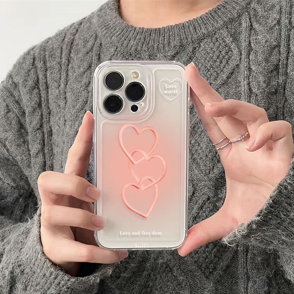 ✅Ốp Điện Thoại Dẻo Họa Tiết Trái Tim 6In Chống Sốc Kèm Giá Đỡ Nhẫn Cho iPhone12plus14pro 7813max 6Inz