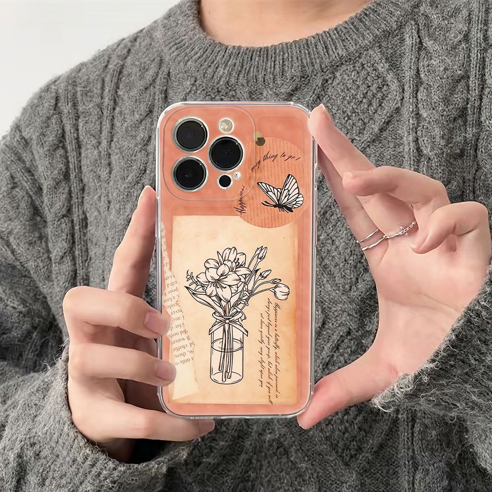 ✅Ốp Điện Thoại Mềm Chống Sốc Họa Tiết Bướm Phong Cách Retro Cho Iphone 11 12Plus 14pro 1378 max 6In