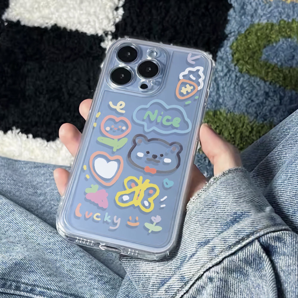 ✅Ốp Điện Thoại Thời Trang Cho Iphone 6S Plus 6121314Ốp Điện Thoại Mềm Chống Sốc Họa Tiết Bướm Và Gấu Cho Apple Pro78 max 11 VB2L