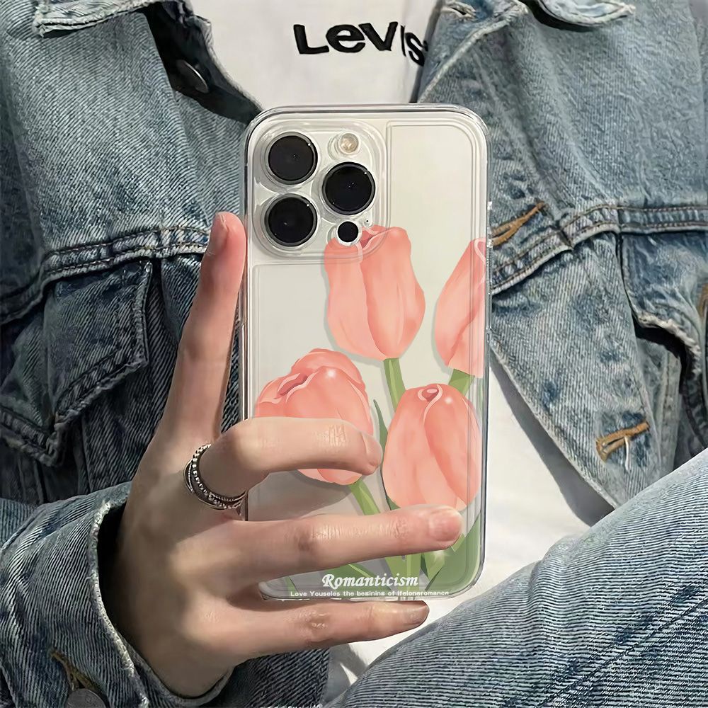 ✅Ốp Điện Thoại Mềm Chống Sốc In Chữ Tiếng Anh / Hoa Tulip Cho Iphone 14pro 13 11max 6In 78piPhone12 PND8