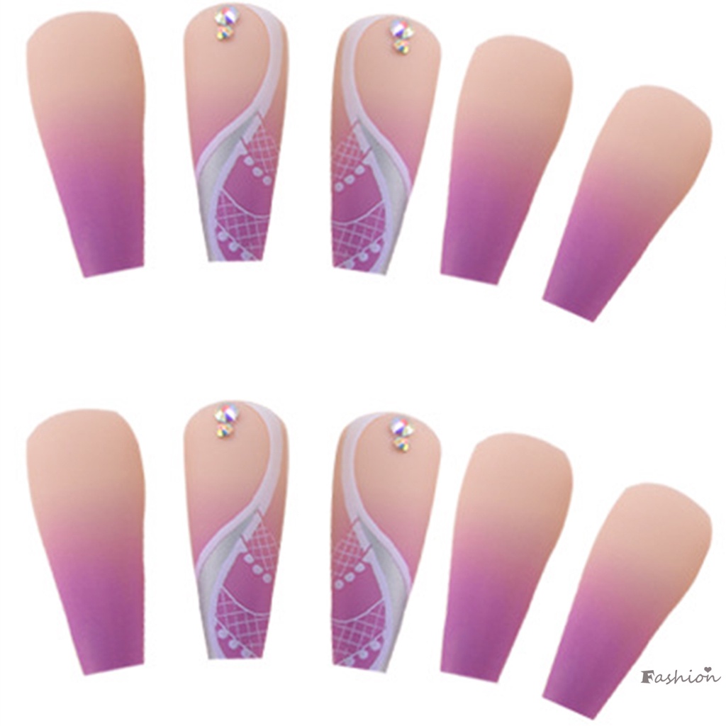 Bộ Móng Tay Giả Hình Vuông Màu Hồng Phong Cách Boho Cổ Điển
