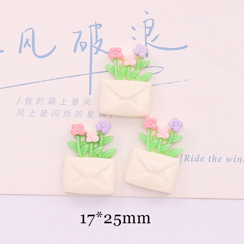 Set 10 Miếng Dán Trang Trí Điện Thoại / Chậu Hoa Bằng Nhựa Resin DIY