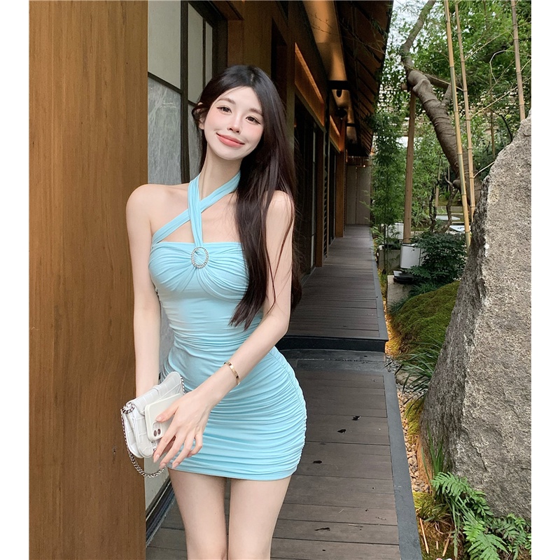 Liasynn Đầm Ôm Cổ Yếm Hở Vai / Đầm Ôm Dáng Gợi Cảm Mùa Hè Dành Cho Bạn Nữ