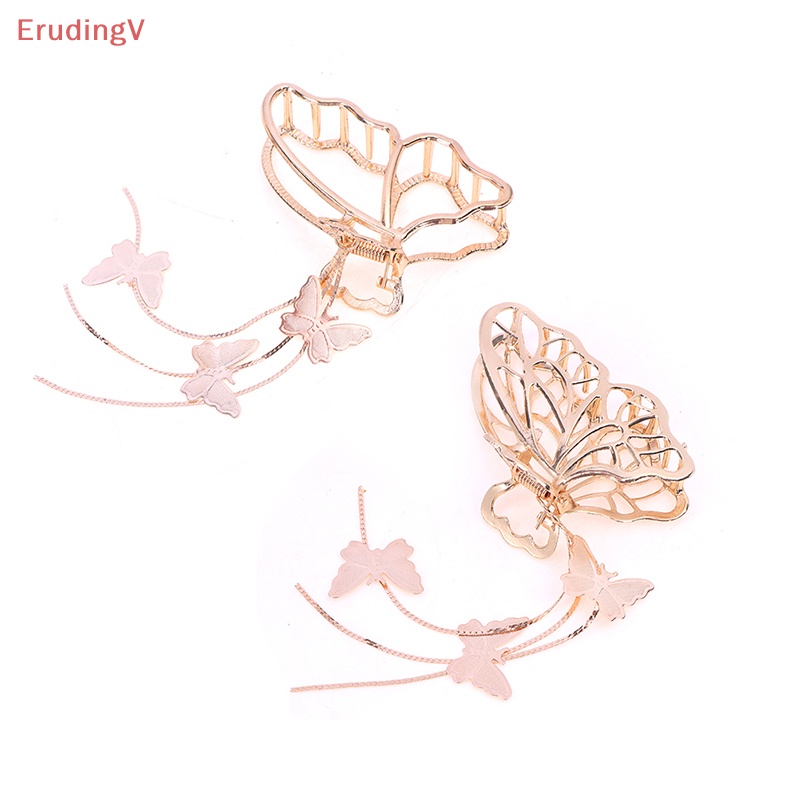 Kẹp Tóc Hình Bướm Lớn Màu Vàng Đính Ngọc Trai Phong Cách Vintage Thanh Lịch