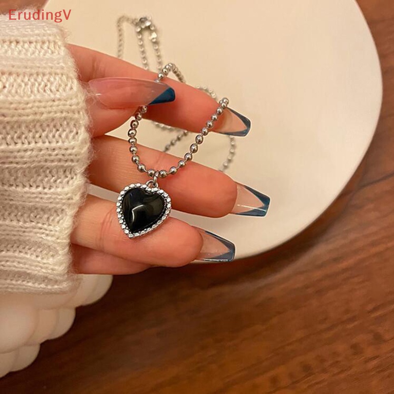 [ErudingV] Vòng cổ Mặt Hình Trái Tim Màu Đen Thời Trang Hàn Quốc Đơn Giản Dành Cho Nữ [Mới]