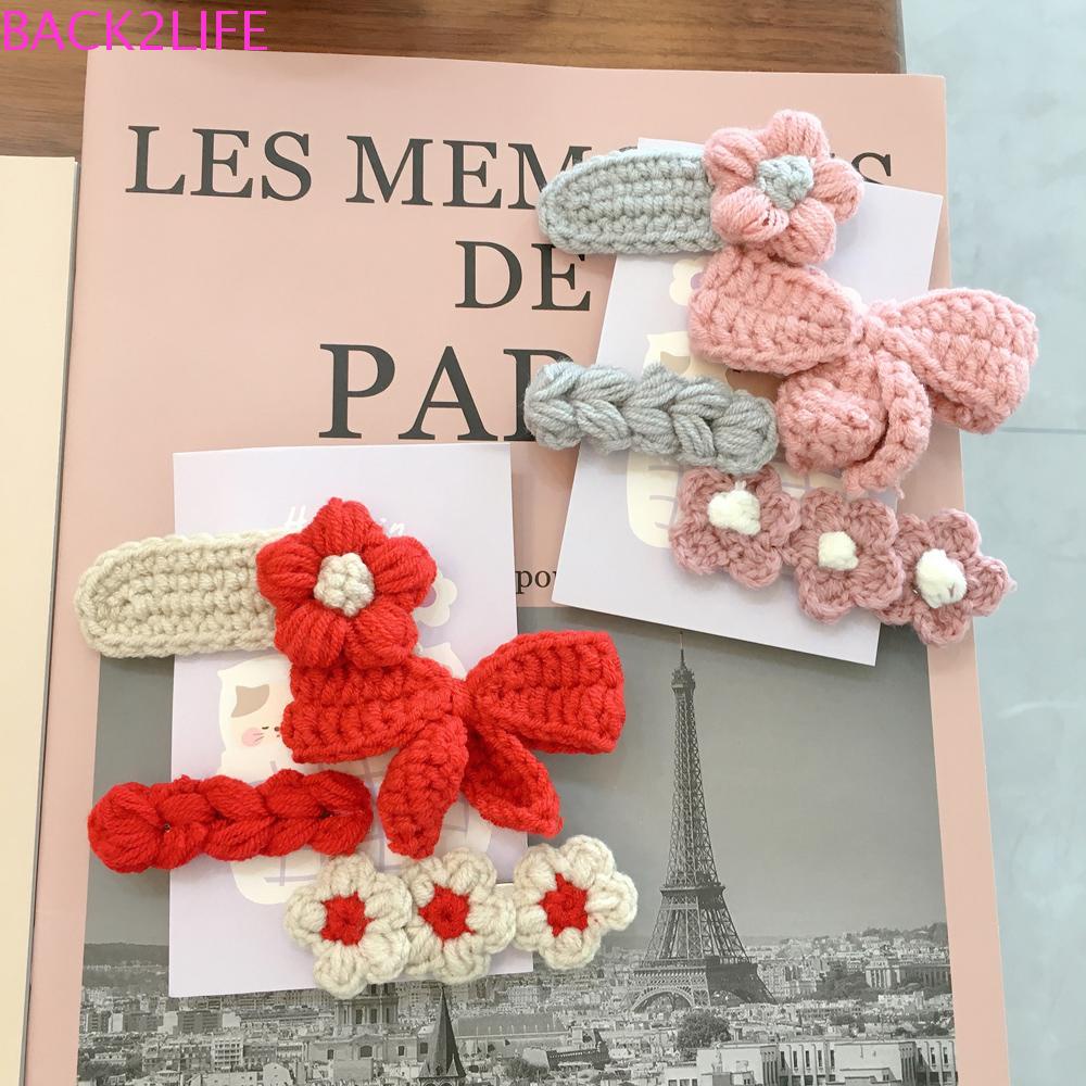 Set 2 Kẹp Tóc Nơ Bằng Len Dễ Thương Thời Trang Thu Đông Cho Nữ