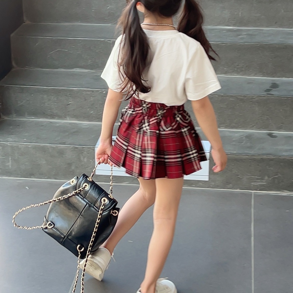 Chân Váy Xếp Ly Lưng Thun Thêu Họa Tiết Phong Cách Hàn Quốc Thời Trang Mùa Hè Xinh Xắn Cho Bé Gái