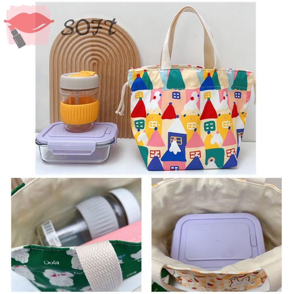 Túi Tote Dây Rút Chất Liệu Cotton Thân Thiện Với Môi Trường Đựng Hộp Cơm Trưa