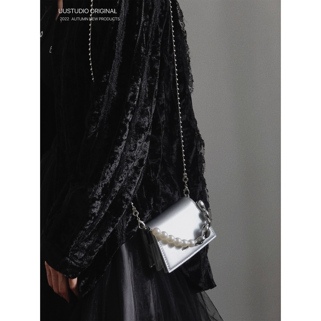 Túi Đeo Chéo Mini AGB Đính Hạt Trái Tim Thiết Kế Ngọt Ngào Dòng Niche