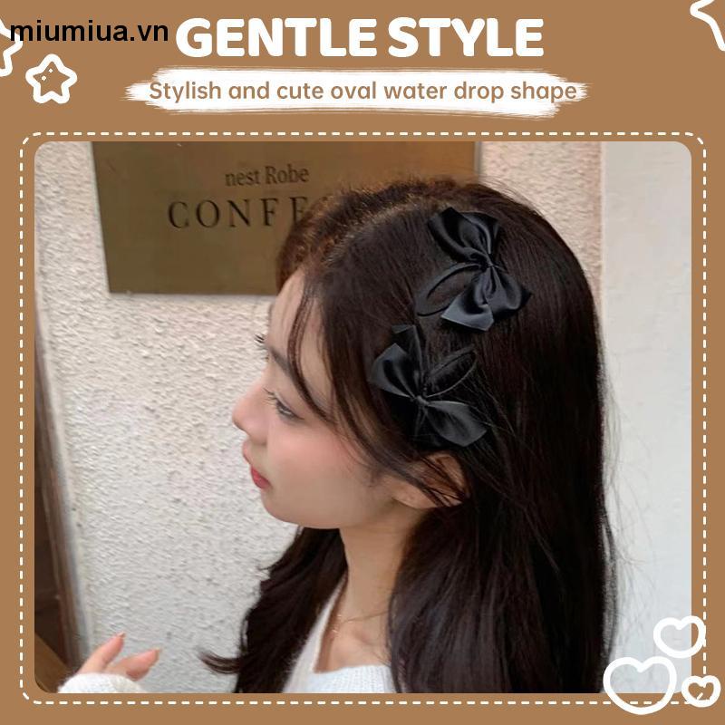 miumiua(MớI) Kẹp TóC HìNh Nơ Satin MàU Trơn Đơn GiảN [1 CáI]
