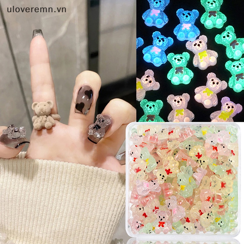 Set 10 Phụ Kiện Trang Trí Móng Tay DIY Hình Que Kem Hoạt Hình Phát Sáng Dễ Thương