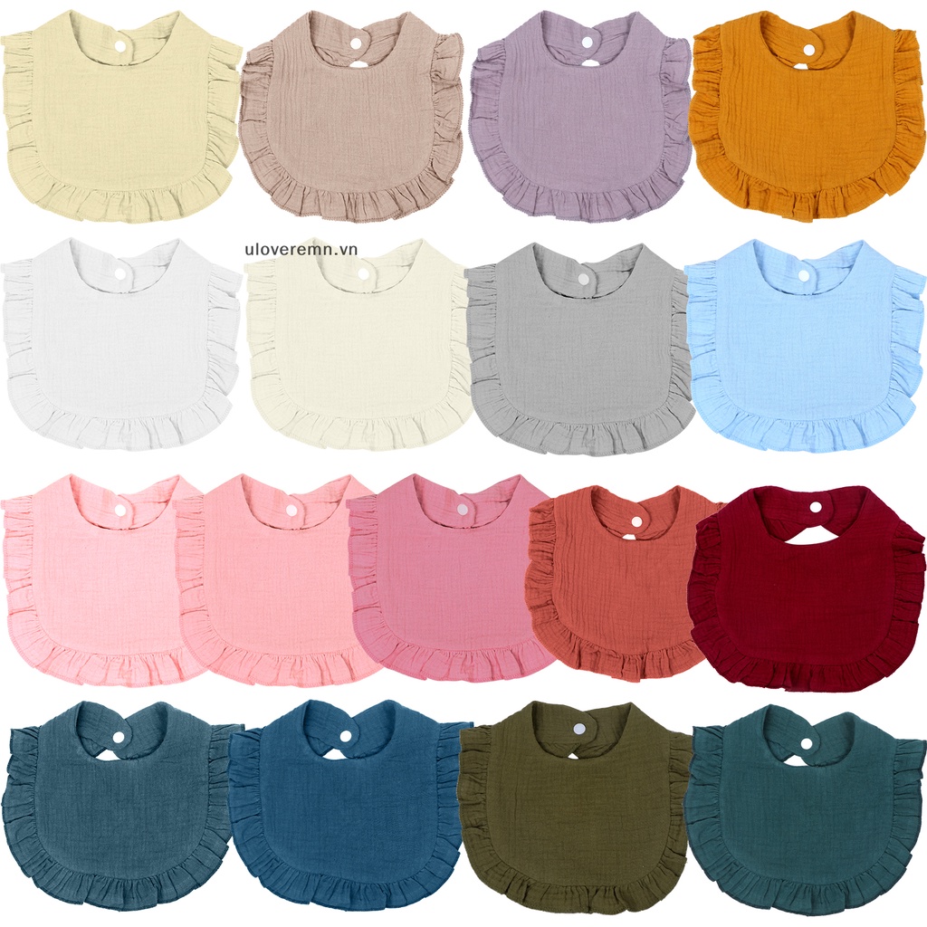 Set 16 Yếm Ăn Chất Liệu Bằng Cotton 0-24 Tháng Mềm Mại Màu Trơn Cho Bé