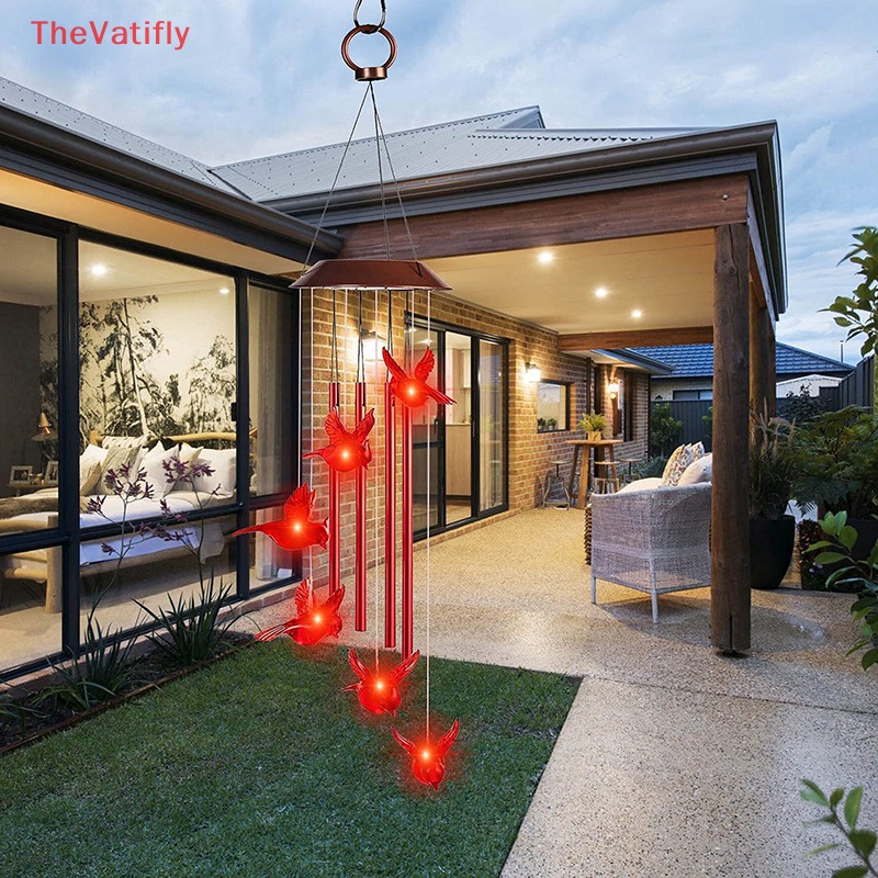 [Thevalifly] Dây Đèn LED Chuông Gió Dạng Xoắn Ốc Hình Chim Đỏ Chạy Bằng Năng Lượng Mặt Trời