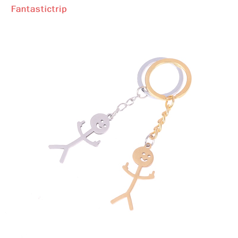 [Fantastictrip] Móc Khóa Mặt Hình Người Nhỏ Bằng Thép Không Gỉ Vui Nhộn Kiểu Mới