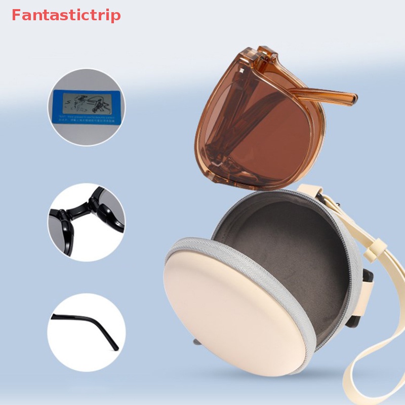 Túi Da Mềm Đựng Mắt Kính Hình Tròn Có Khóa Kéo Gấp Gọn Tiện Dụng Mới