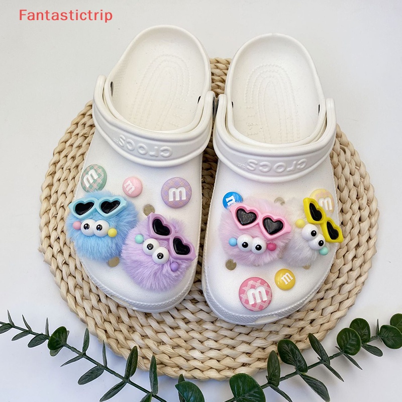 [Fantastictrip] Phụ Kiện Nút Gắn Bóng Lông Dễ Thương Có Thể Tháo Rời Cho Giày Diy Mới