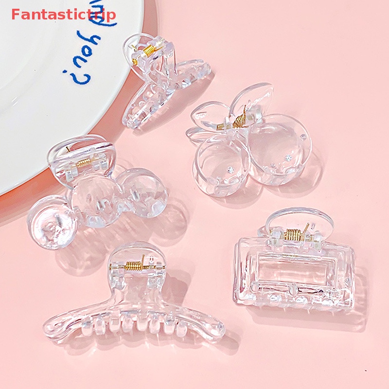 Set 10 Kẹp Tóc Càng Cua Cỡ Lớn Bằng Nhựa Trong Suốt Thời Trang Cho Nữ
