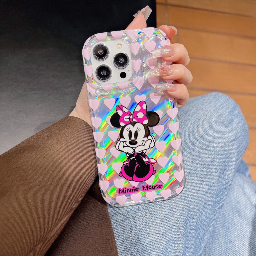 Ốp Điện Thoại TPU Dẻo Màu Laser Họa Tiết Hoạt Hình Minnie Mickey Dễ Thương Cho iPhone 12 13 14 Pro Max