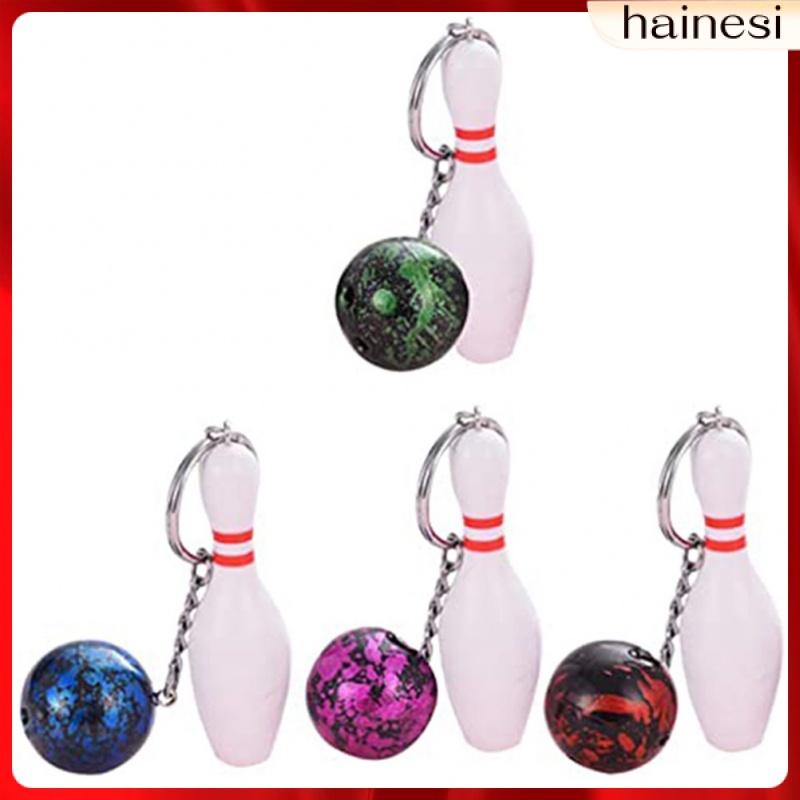 Set 4 Móc Khóa Kim Loại Hình Bowling Dễ Thương