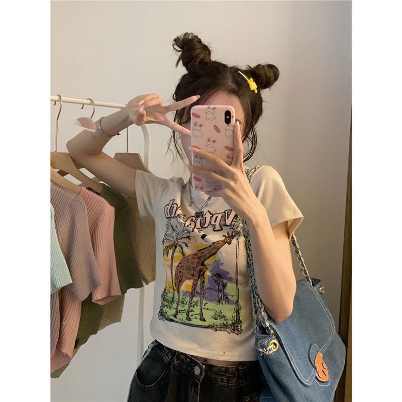 Áo baby tee Thun croptop Tay Ngắn Dáng Ôm Thời Trang Mùa Hè Kiểu Mới Cho Nữ