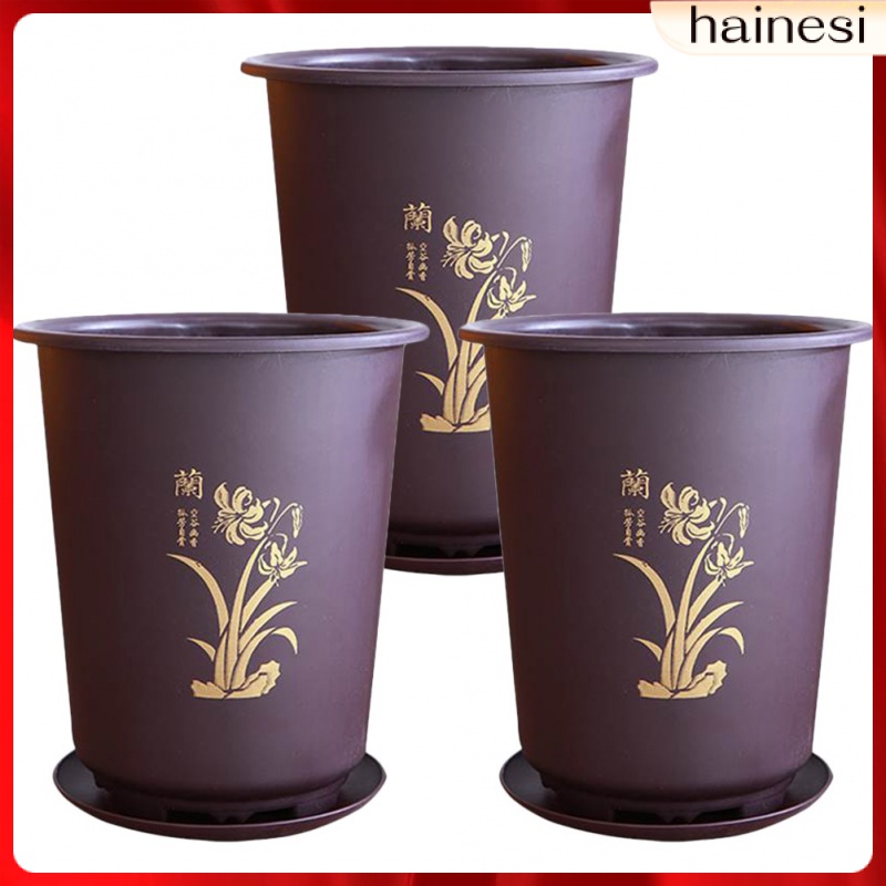 Bộ 3 Chậu Nhựa Trồng Hoa Lan Trong Nhà Hình Trụ