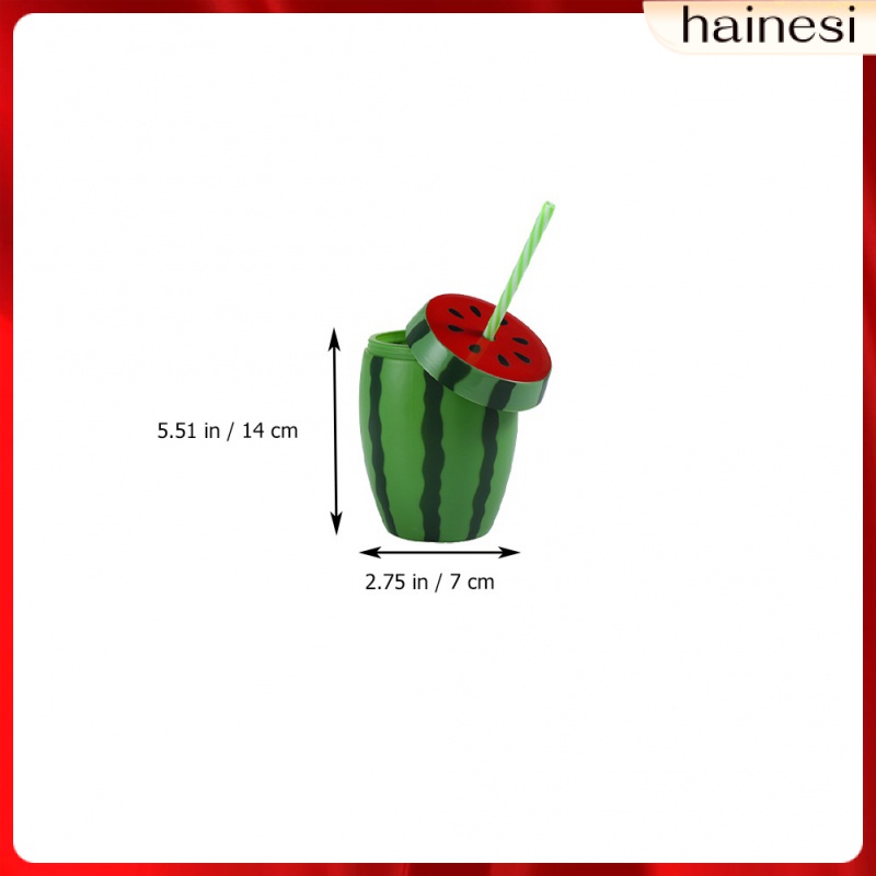 Set 4 Cốc Uống Nước Bằng Nhựa Kính Họa Tiết Dưa Hấu Hawaii Trang Trí Tiệc Tùng / Du Lịch Cho Bé