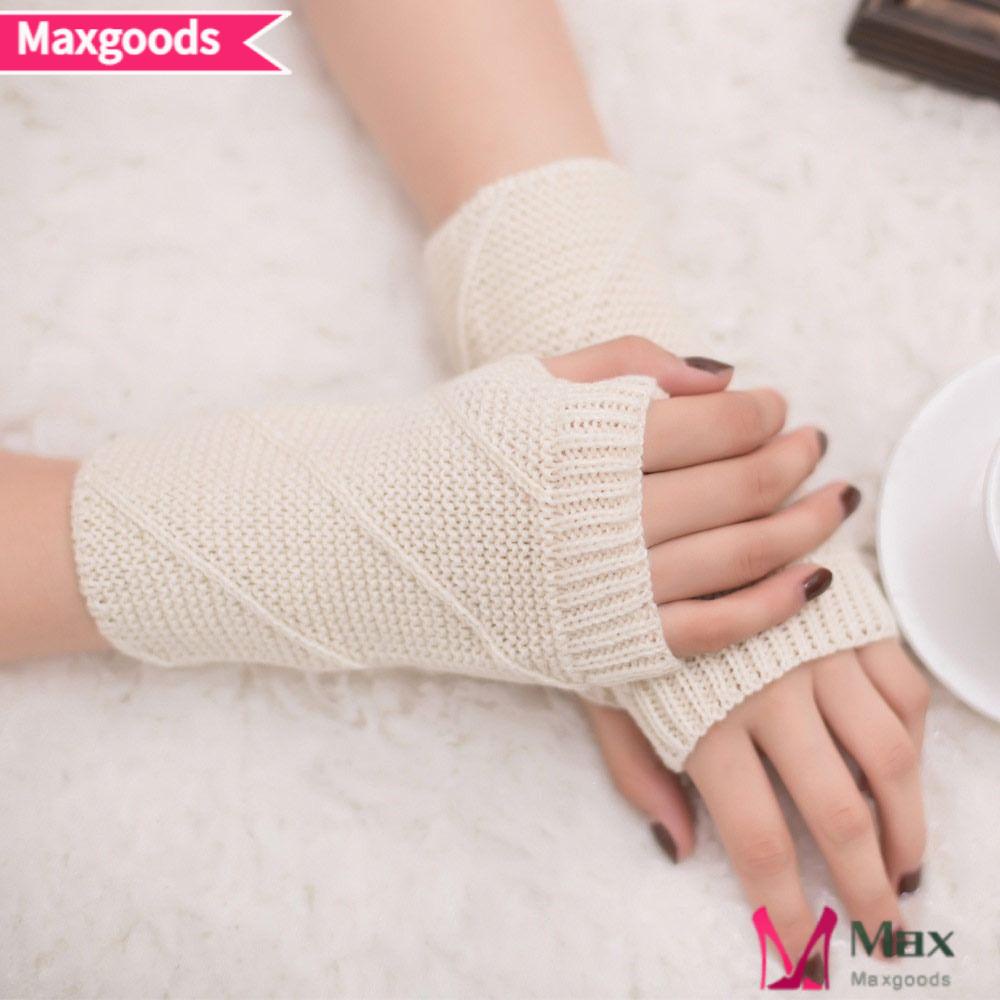 Găng Tay Dệt Kim Hở Nửa Ngón Thời Trang Mùa Thu Ấm Áp Cho Nữ