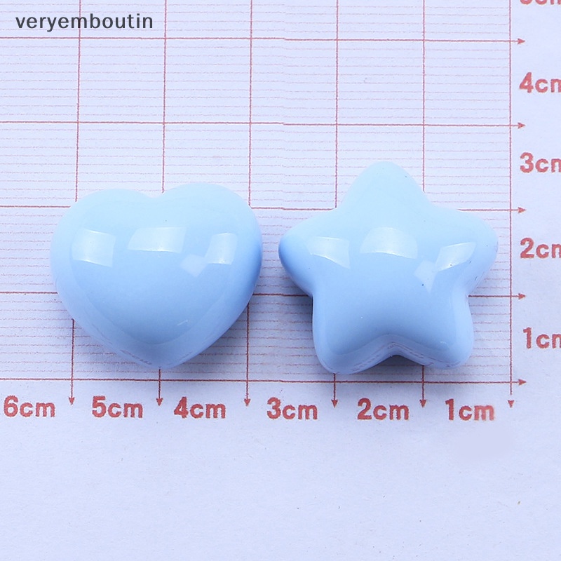 Set 10 Phụ Kiện Kẹp Tóc Hình Ngôi Sao / Trái Tim Bằng Nhựa Resin Dễ Thương DIY