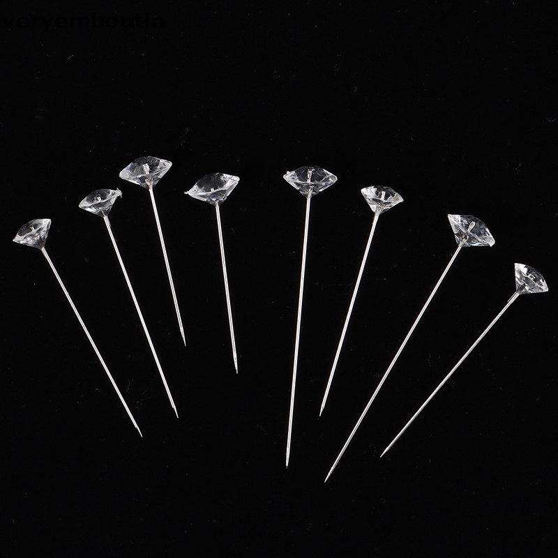 1 Hộp 50 Ghim Cài Áo Trong Suốt Bằng Hợp Kim DIY Hình Kim Cương