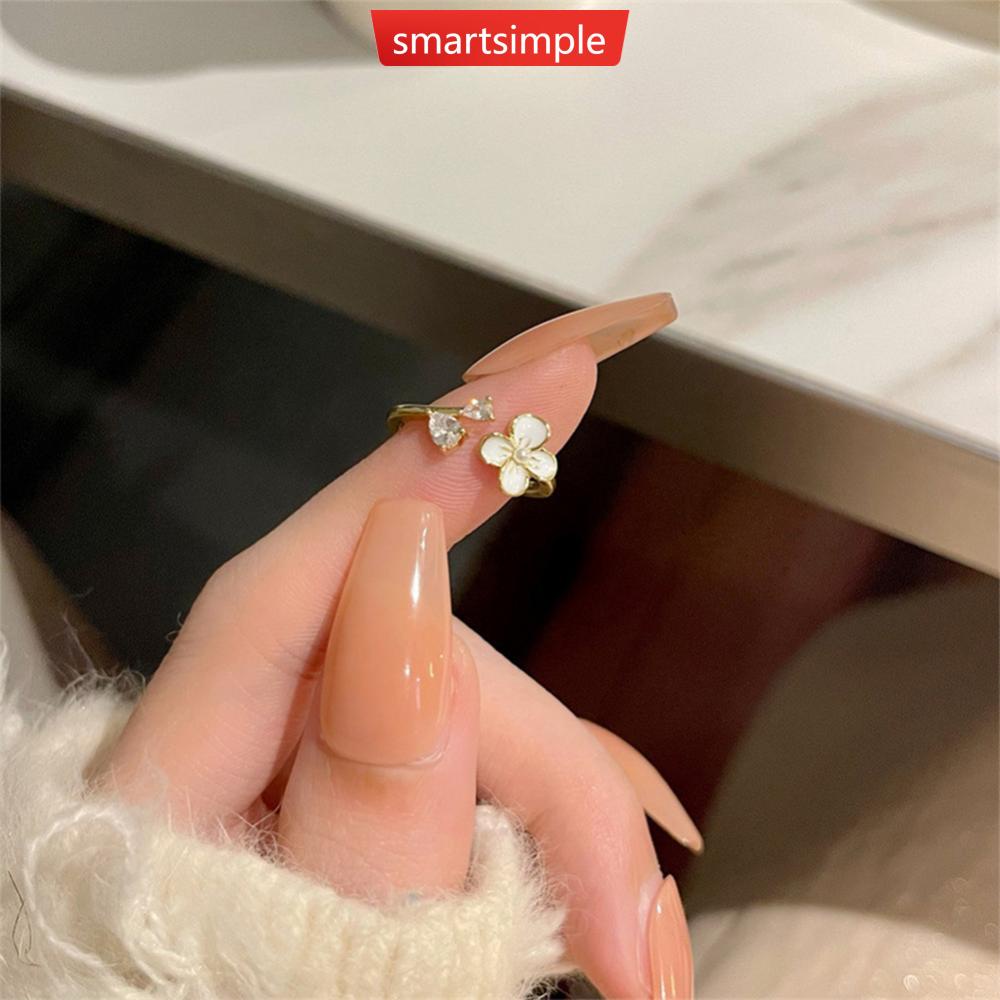 Nhẫn Hở Hợp Kim Đính Đá Zircon Ngọc Trai Nhân Tạo Thời Trang Cho Nữ N6Q3