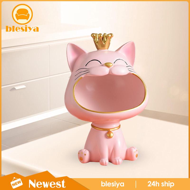 [Blesiya] Hộp Đựng Chìa Khóa Tượng Mèo May Mắn Điêu Khắc Bằng Nhựa Resin