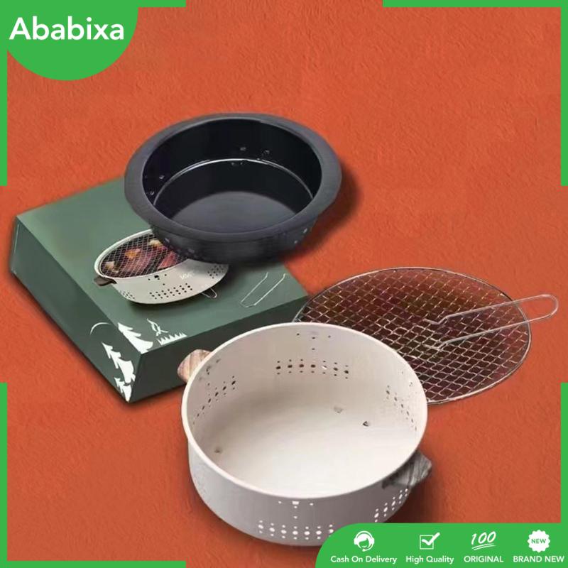 Vỉ Nướng Hình Tròn 12.2x5.5inch Tay Cầm Bằng Gỗ Chống Bỏng Siêu Bền Tiện Dụng Mang Theo Du Lịch Dã Ngoại