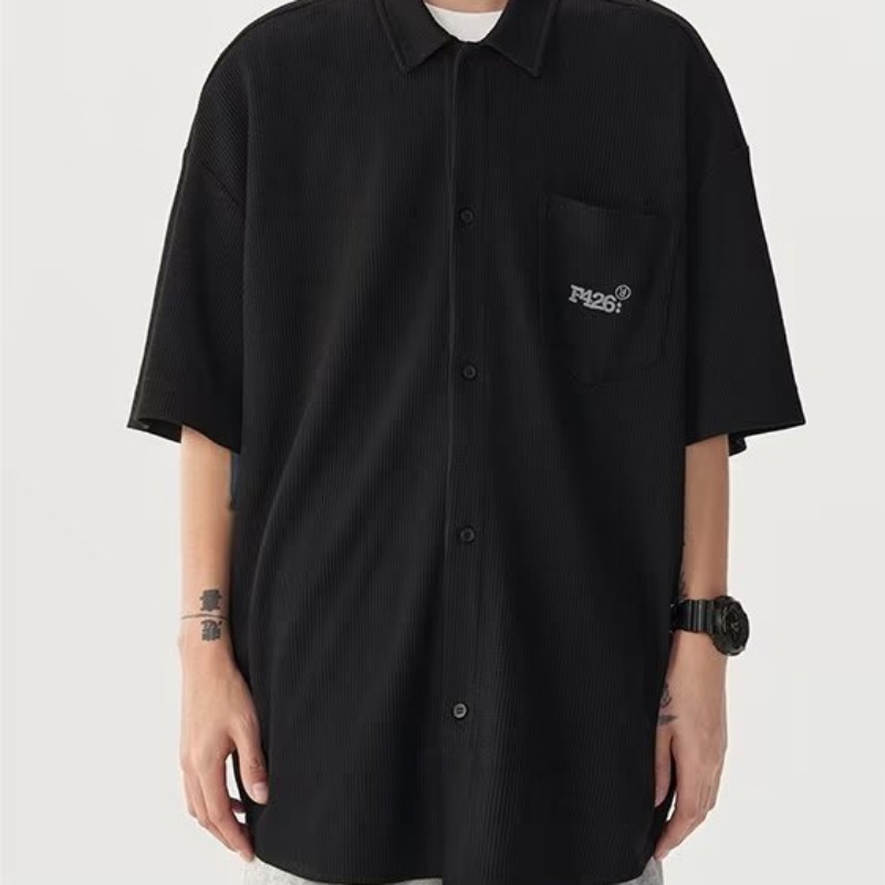 Áo Sơ Mi Tay Ngắn Dáng Rộng Phong Cách Nhật Bản Đơn Giản Thời Trang Cho Nam