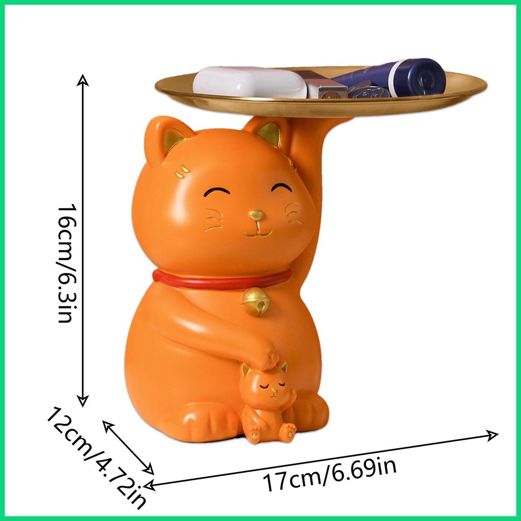 Khay Đựng Tượng Mèo May Mắn Bằng Nhựa Resin Đa Năng Cho jiwvn