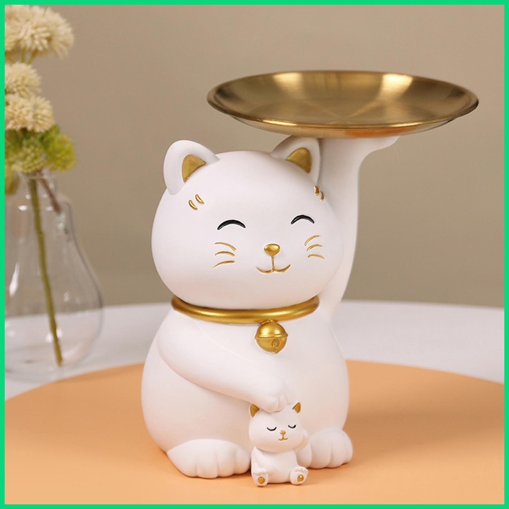 Khay Đựng Tượng Mèo May Mắn Bằng Nhựa Resin Đa Năng Cho jiwvn