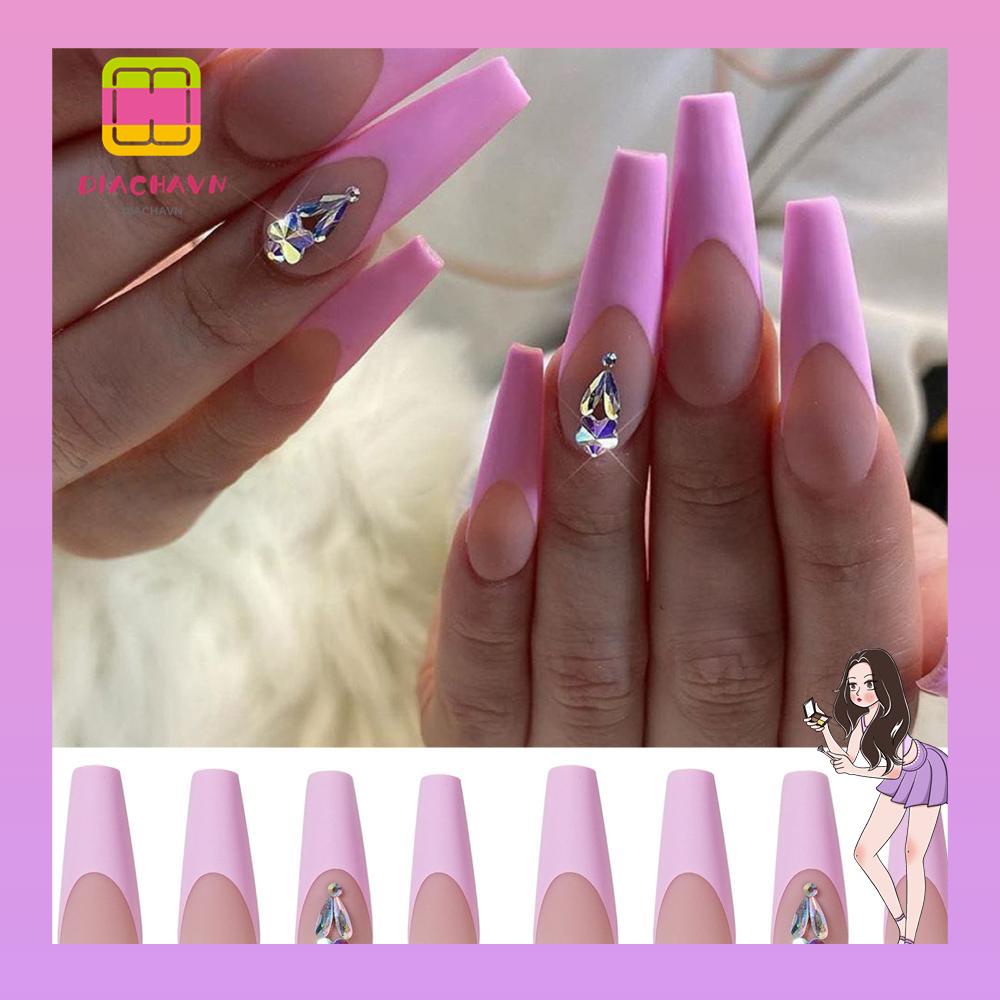 Hộp 24 Móng Tay Giả Múa Ba Lê Che Phủ Toàn Diện Có Thể Tháo Rời