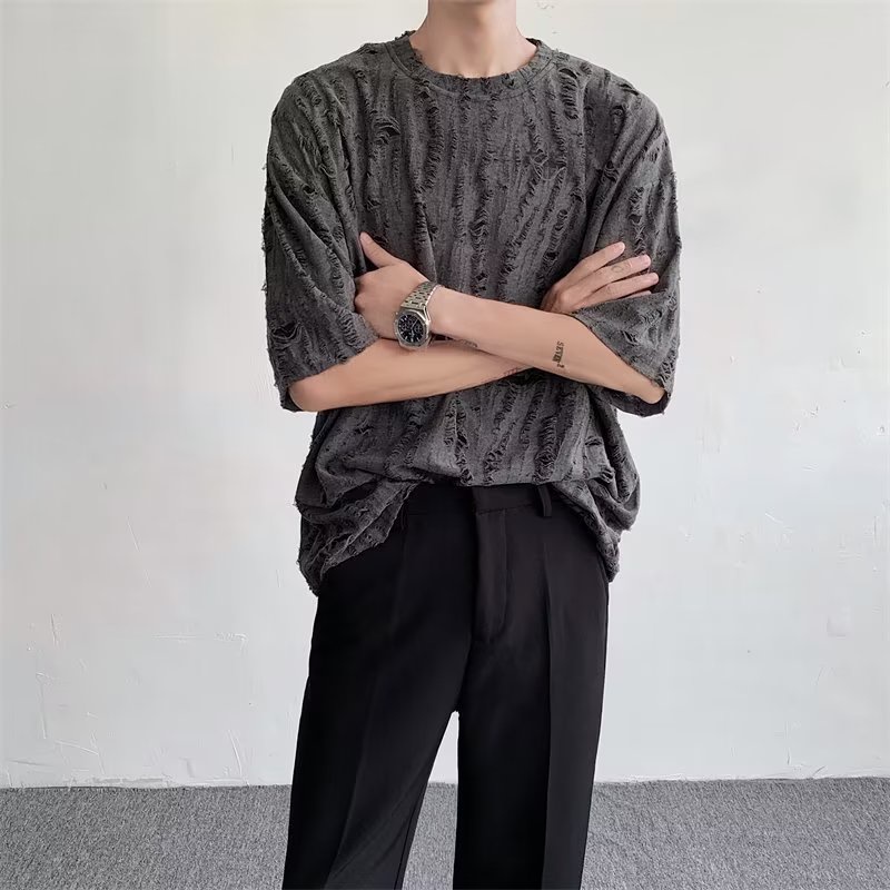 Áo Thun Tay Ngắn Màu Cà Phê Phong Cách Đường Phố Âu Mỹ Thời Trang Mùa Hè Cho Nam