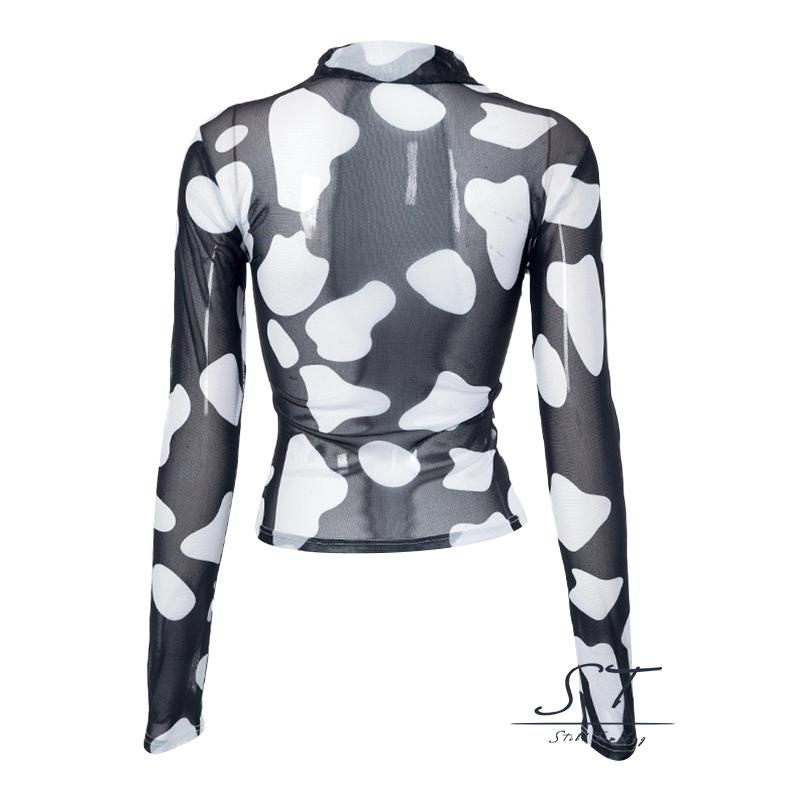 Áo Sơ Mi Tay Dài In Họa Tiết Nhìn Xuyên Thấu Thời Trang Đường Phố CY03