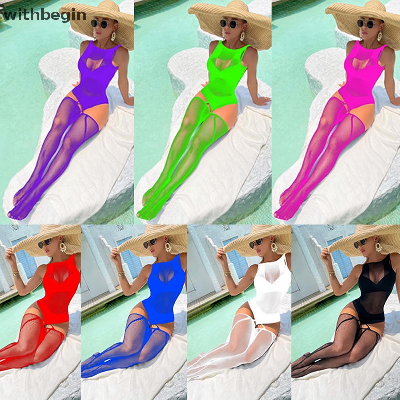 Bộ Áo Liền Quần Trong Suốt Một Mảnh Lưới Cá Tính Cho Nữ