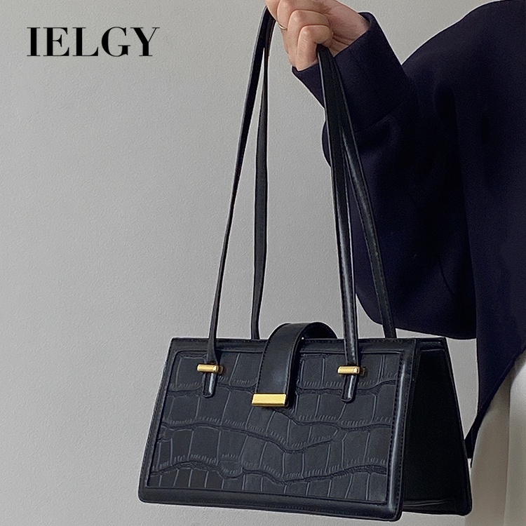 Túi Xách Vân Da Cá Sấu Màu Đen Cỡ Lớn Thời Trang Sang Trọng Cho Nữ