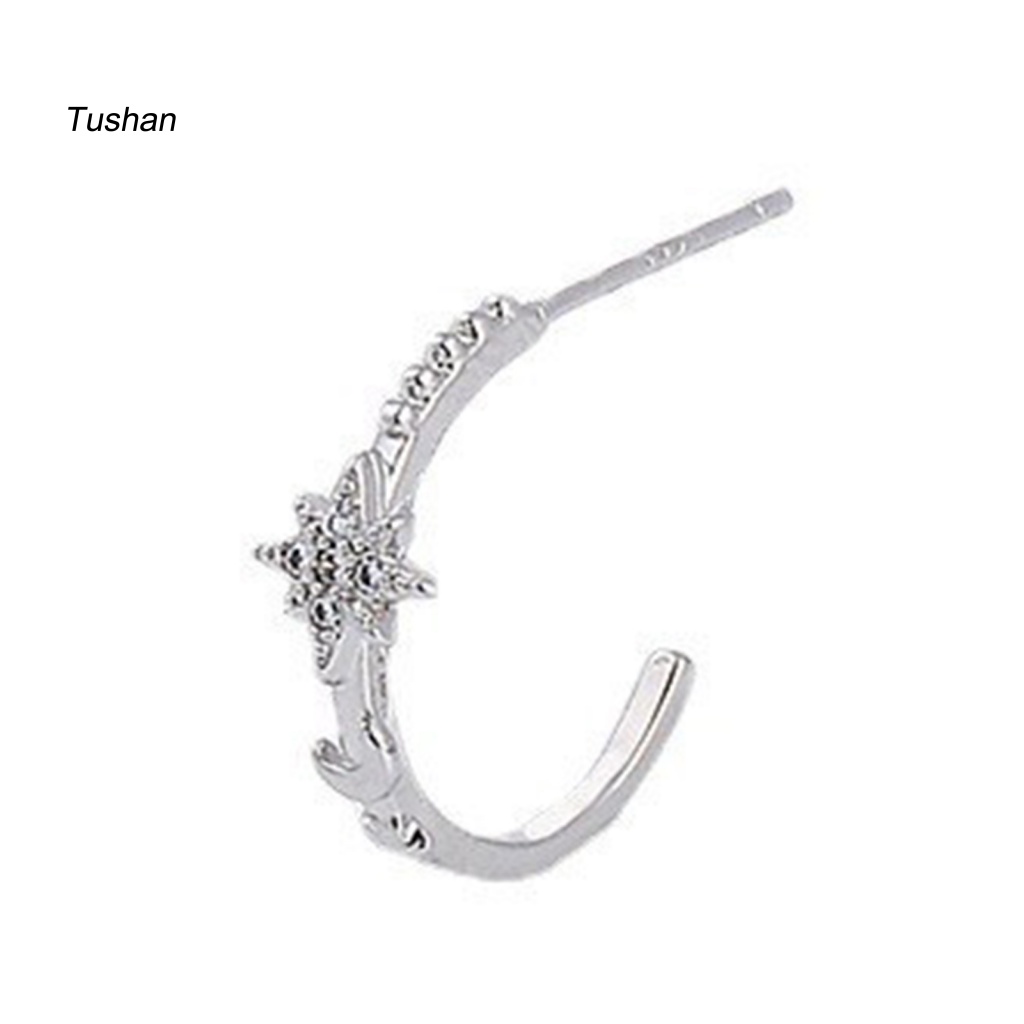 1 Khuyên Tai Hình Trăng Sao Đính Đá Thời Trang