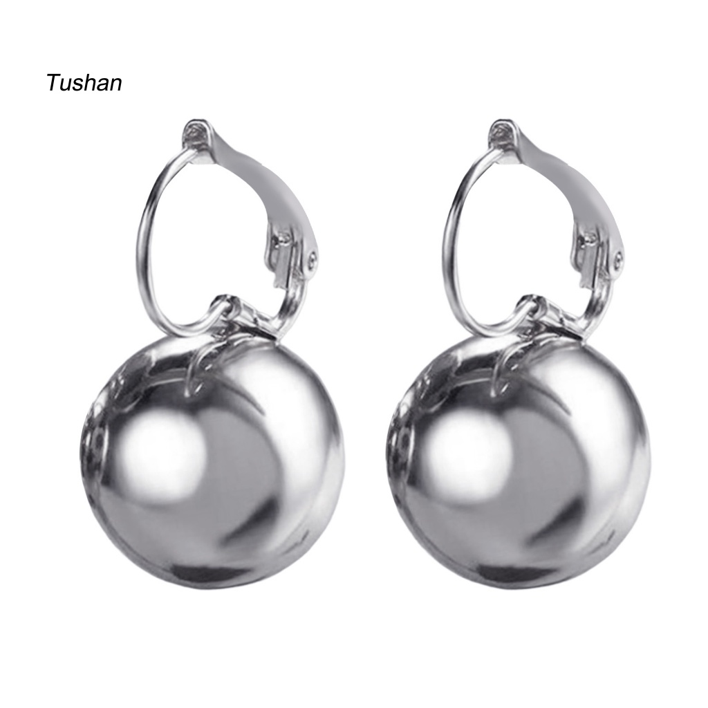 1 Đôi Bông Tai Hình Tròn Sáng Bóng Phong Cách Vintage Thanh Lịch Dành Cho Nữ