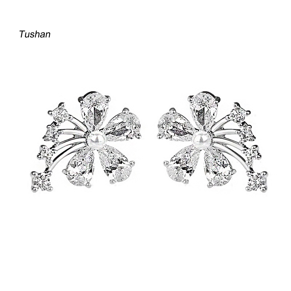 Khuyên Tai Nữ Hình Bông Hoa Đính Ngọc Thời Trang