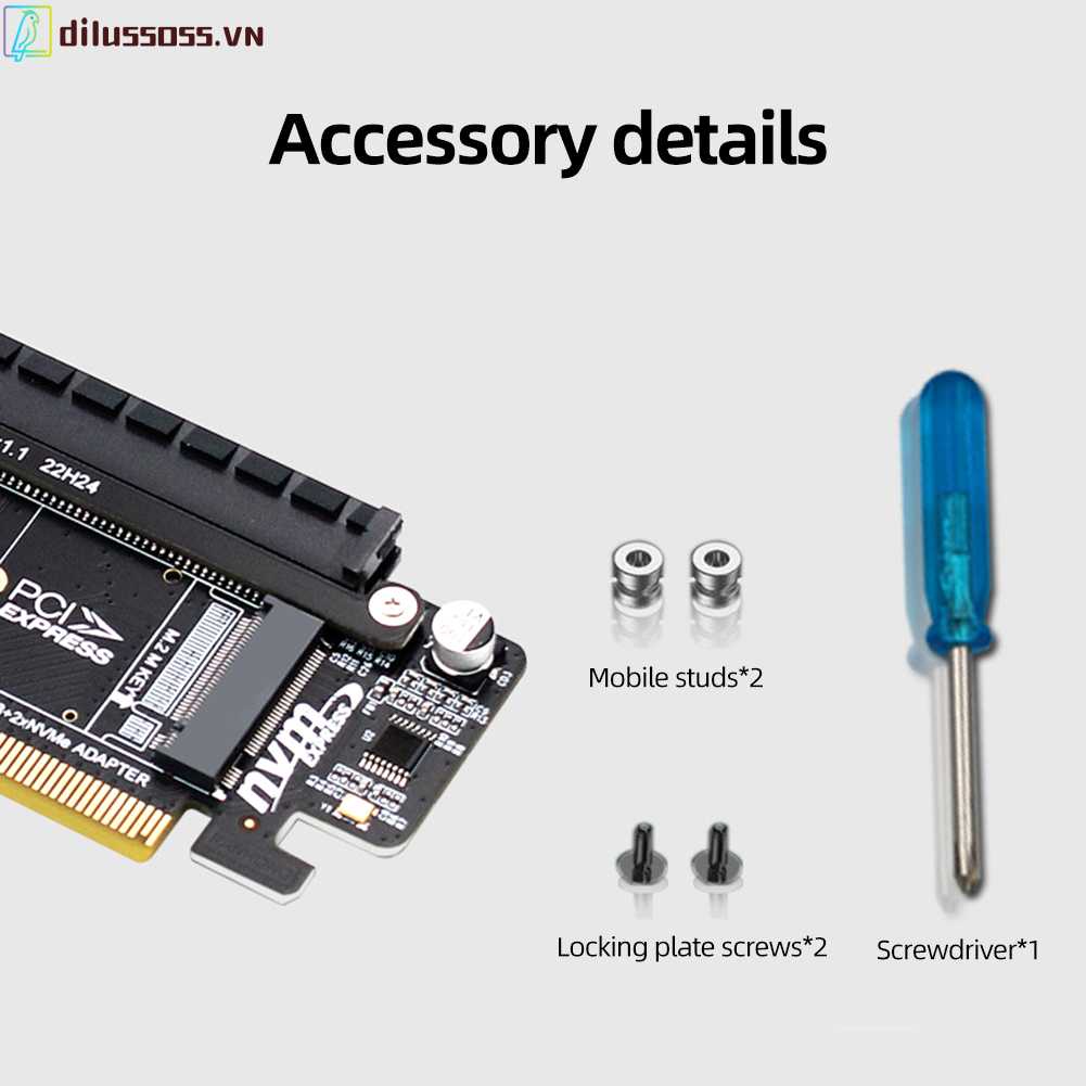 Thẻ Mở Rộng PCIe X16 Sang X8 + X4 + X4 2280 / 2260 / 2242 / 2230 SSD