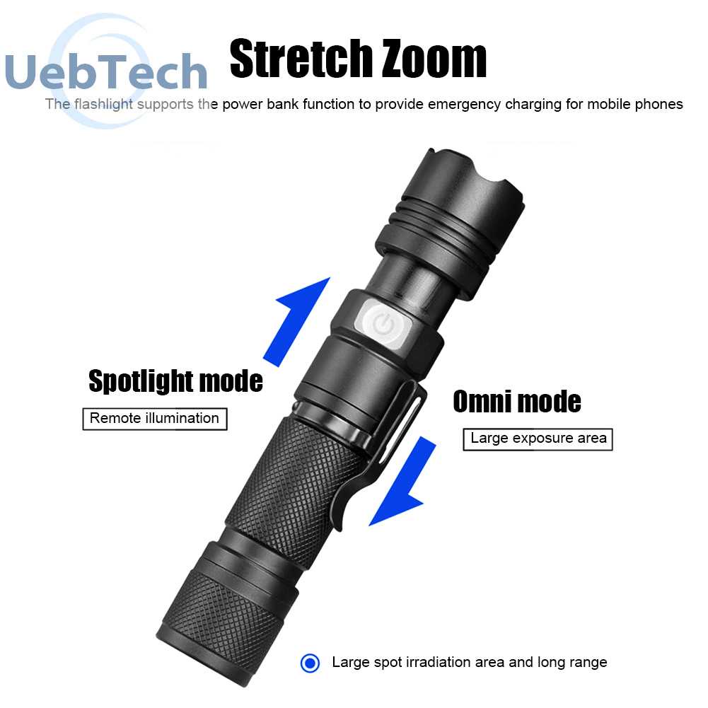 Đèn Pin LED XHP50 800LM 5 Chế Độ 1200mAh Sạc USB Tiện Dụng