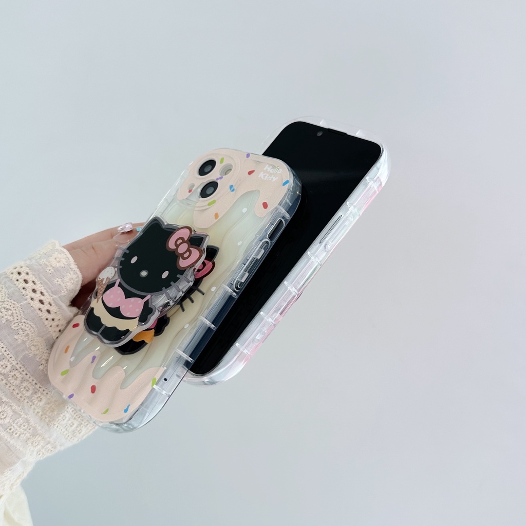 Ốp Điện Thoại TPU Silicone Mềm Trong Suốt Chống Sốc In Hình Hoạt Hình Có Giá Đỡ Cho iPhone 13 12 11 Pro Max 14 Plus