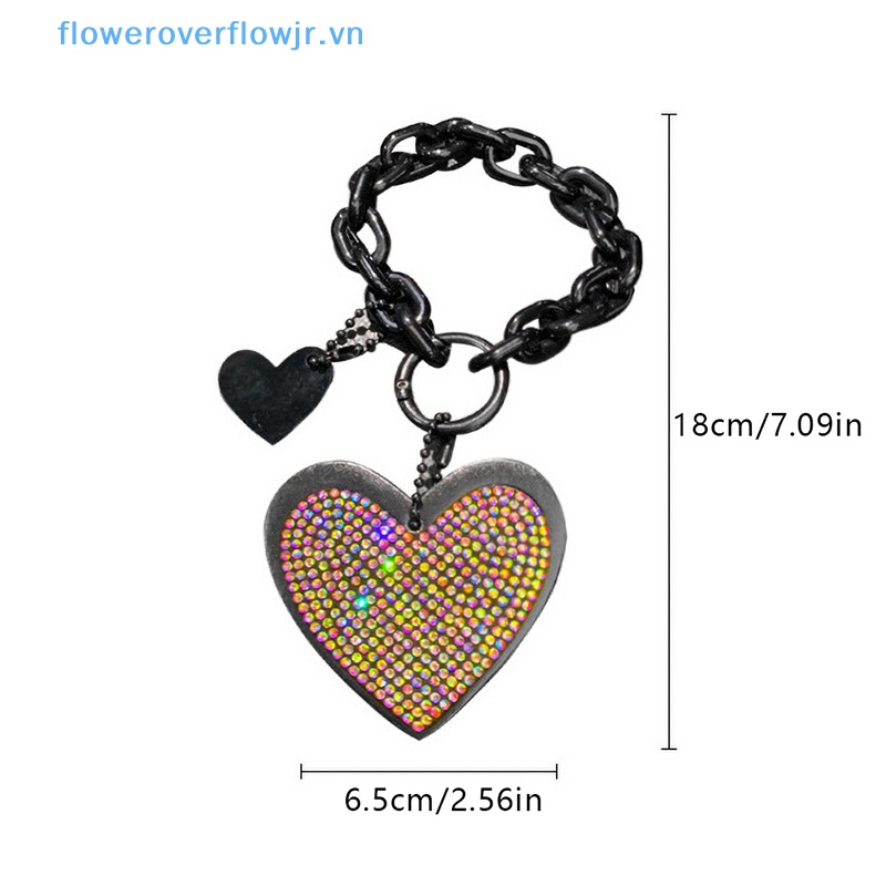1 Móc Khóa Hình Trái Tim Đính Đá Phối Da Sợi Nhỏ Thời Trang Cho Nữ