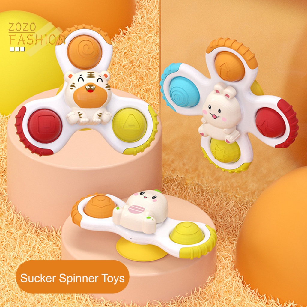 Bộ 3 Đồ Chơi Xoay Có Cốc Hút Nhiều Màu Sắc Vui Nhộn Cho Bé Tắm