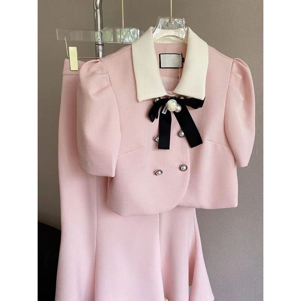 Set Áo Váy Màu Hồng Nhạt Cao Cấp Sang Trọng Cho Nữ