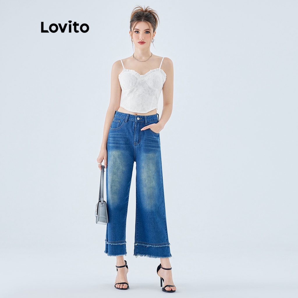 Áo crop top Lovito không tay xếp nếp màu trơn thường ngày dành cho nữ L49ED006 (màu trắng)